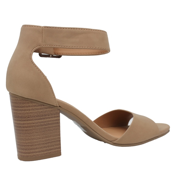 Size 10 Sand Open Toe Ankle Strap Block Heel Sanda - Picture 3 of 6